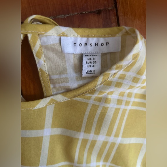 Topshop Yellow Check Mini Poplin Dress Size 4P - Picture 9 of 10